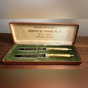 Chanel No 5 Aparge Collab Vintage Scented 14K Filigree Pen Set In Box